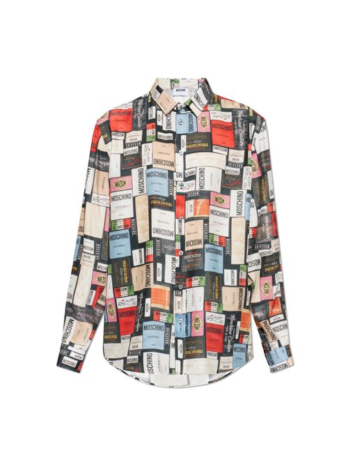 Moschino White Silk Shirt With Print for men