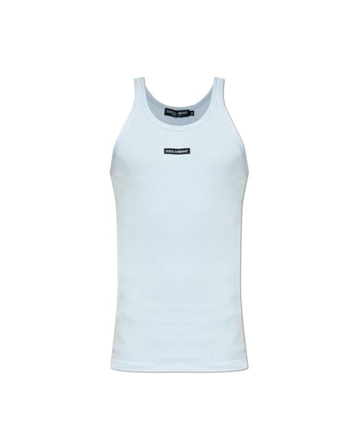 Dolce & Gabbana Blue Ribbed Sleeveless Top for men