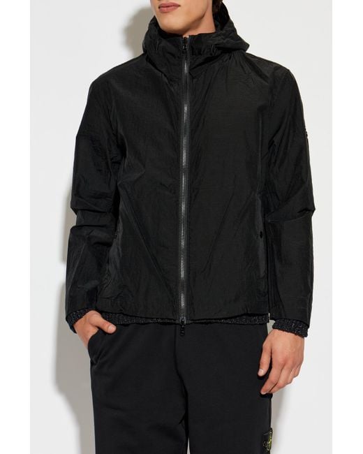 Stone Island Black Jacket With Logo Patch for men