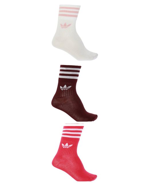 Adidas Originals Red 3-pack Crew Socks for men