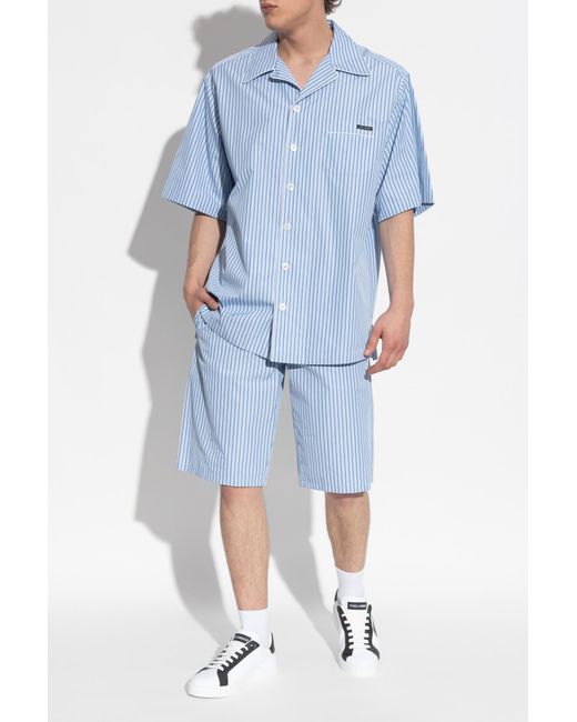 Dolce & Gabbana Blue Striped Pattern Shorts for men