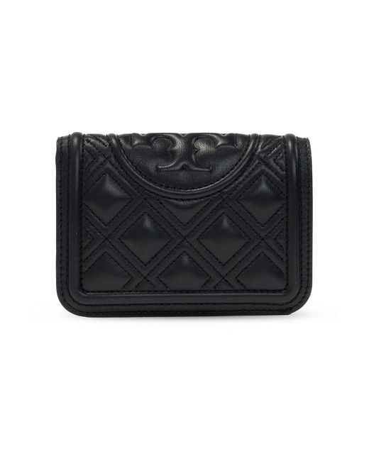 Tory Burch Fleming Medium Slim Wallet in Black | Lyst