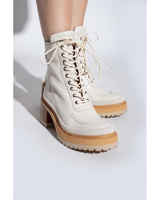 See By Chloé White 'mahalia' Heeled Ankle Boots