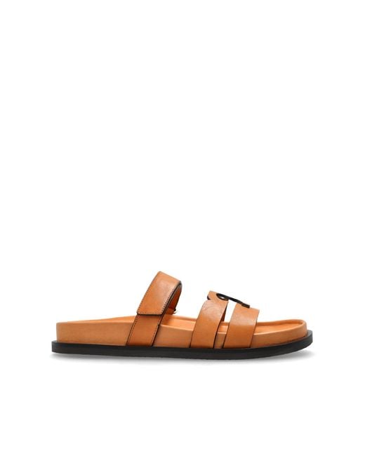 Tory Burch Brown Leather Slides Ines