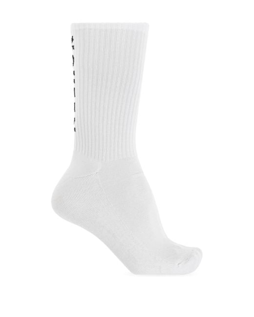 McQueen White Cotton Socks With Logo for men