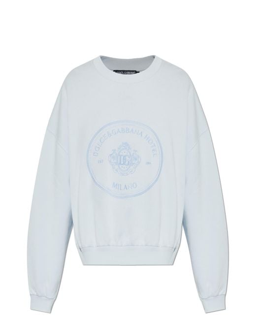 Dolce & Gabbana White Sweatshirt With Embroidered Logo