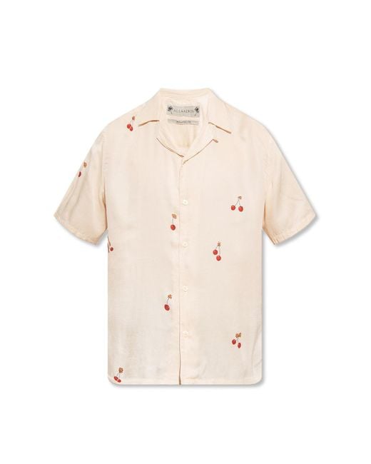 AllSaints Natural 'cherry Bomb' Shirt With Short Sleeves for men