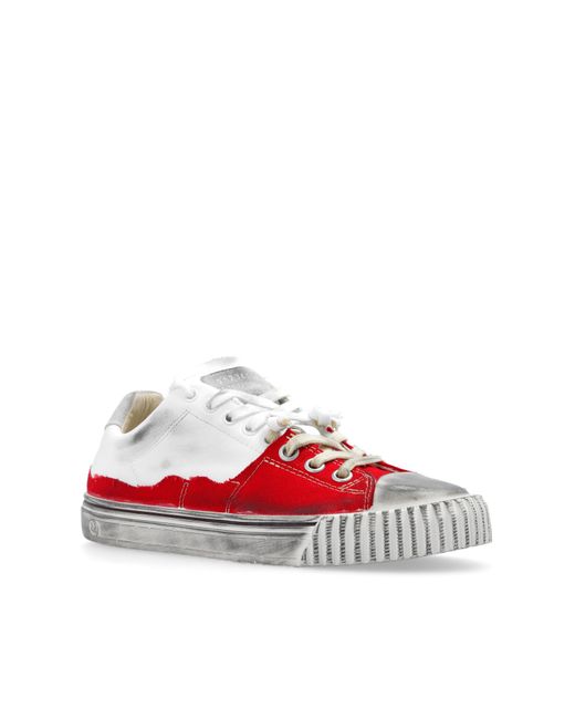 Maison Margiela Red Sneakers With Time-worn Effects,
