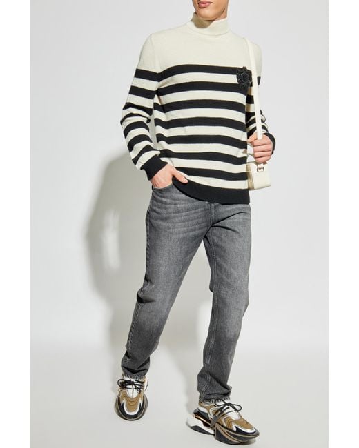 Balmain Natural Sweater With Appliqué for men