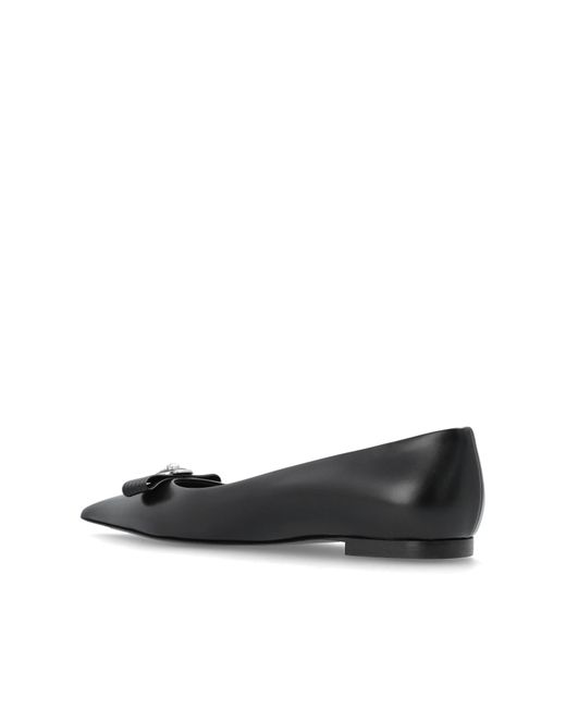 Versace Black Leather Ballet Flats