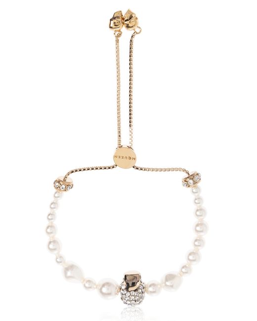 Alexander McQueen Black Adjustable Bracelet With Shimmering Crystals