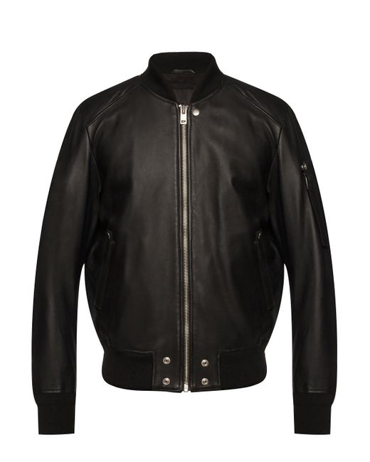 DIESEL Leather Bomber Jacket Black for men