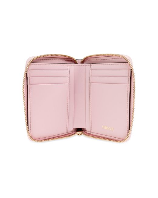 Versace Pink Leather Wallet With Logo