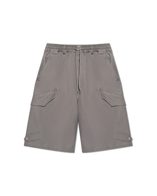 Y-3 Gray Cargo Shorts, for men