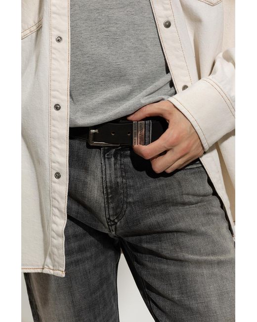 DIESEL Black 'B-Guarantee-A' Leather Belt for men