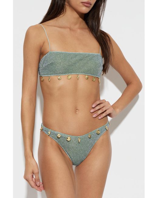 Oseree Green Two-Piece Swimsuit With Lurex Thread