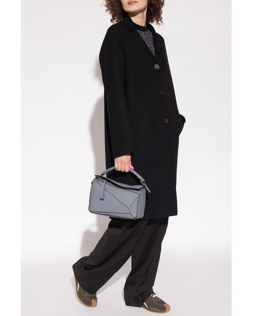 Loewe Wool Coat in Black Lyst