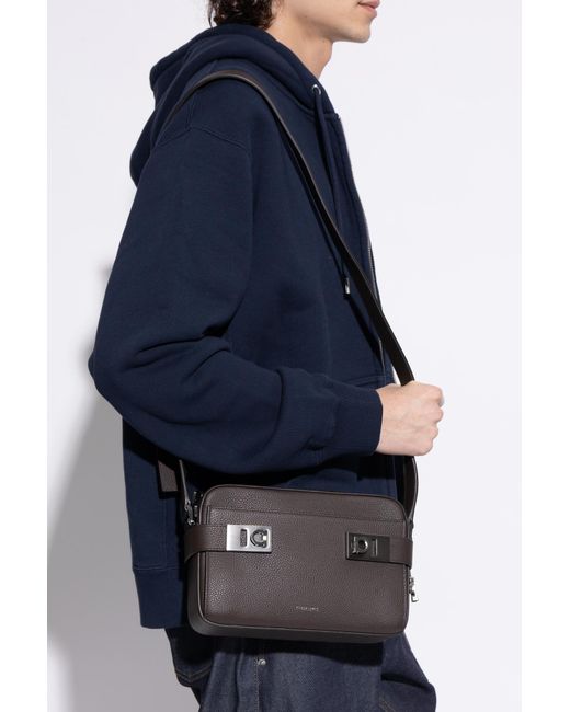 Ferragamo Black Leather Shoulder Bag for men