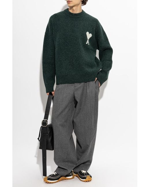 AMI Green Sweater With Logo for men
