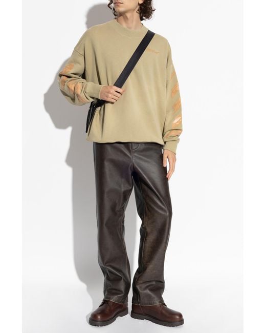 Represent Brown Leather Trousers for men