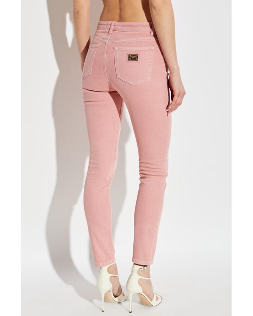 Dolce & Gabbana Pink Jeans With Logo