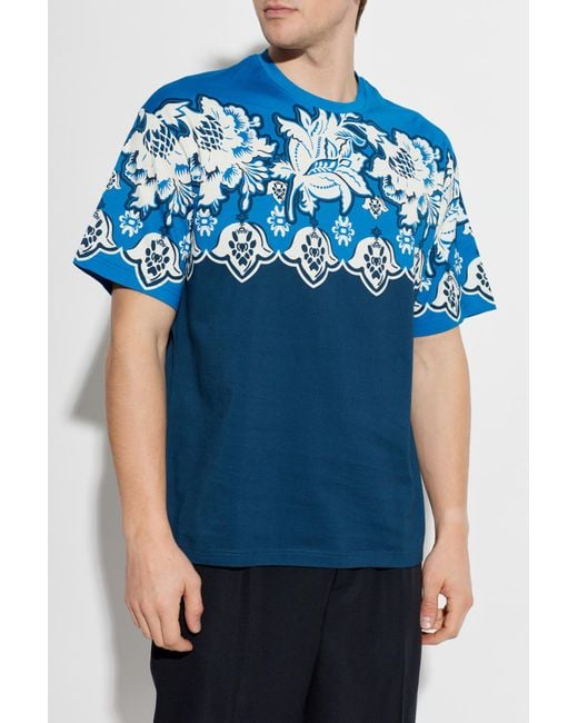 Etro Blue Patterned T-Shirt for men