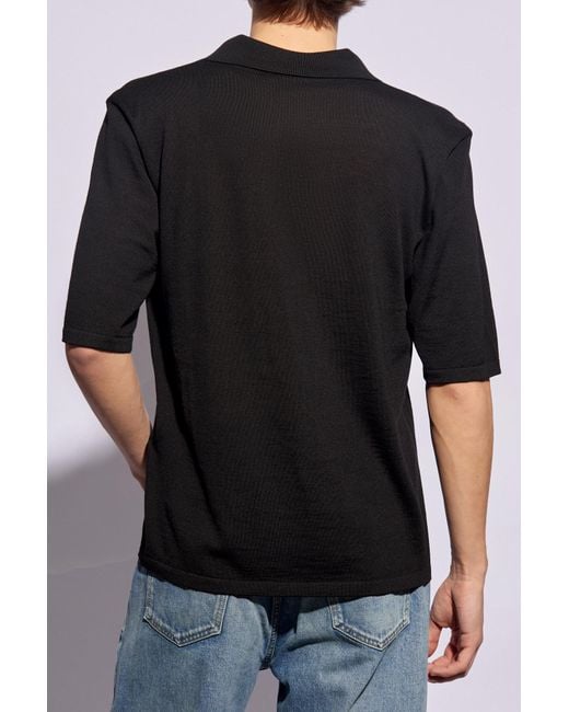 Saint Laurent Black Wool Polo Shirt, for men