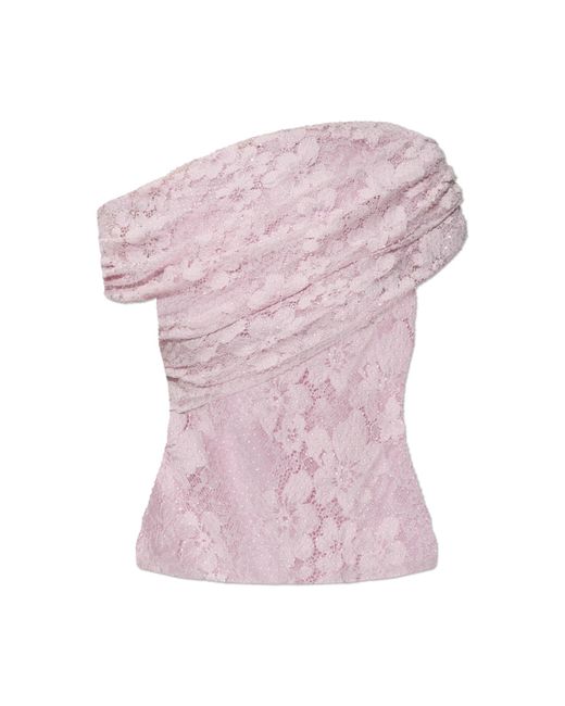 Self-Portrait Pink Lace Top With Shimmering Sequins