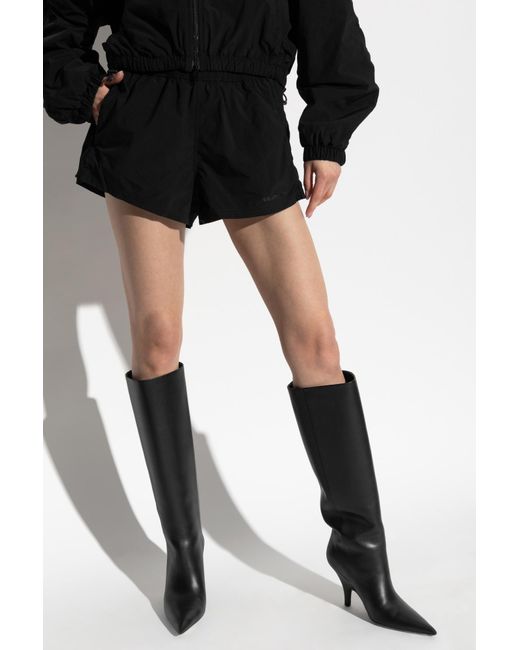 T By Alexander Wang Black Shorts With Printed Logo