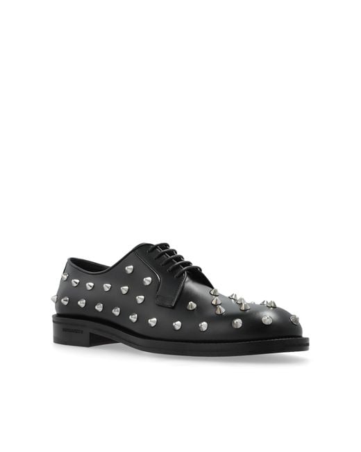 DSquared² Black Leather Boots With Studs for men