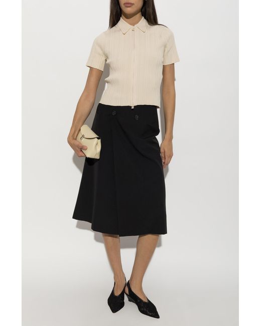 Victoria Beckham Natural Ribbed Short-Sleeve Top