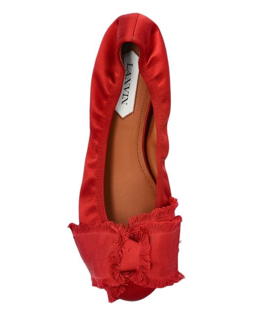 Lanvin Red Satin Ballet Flats