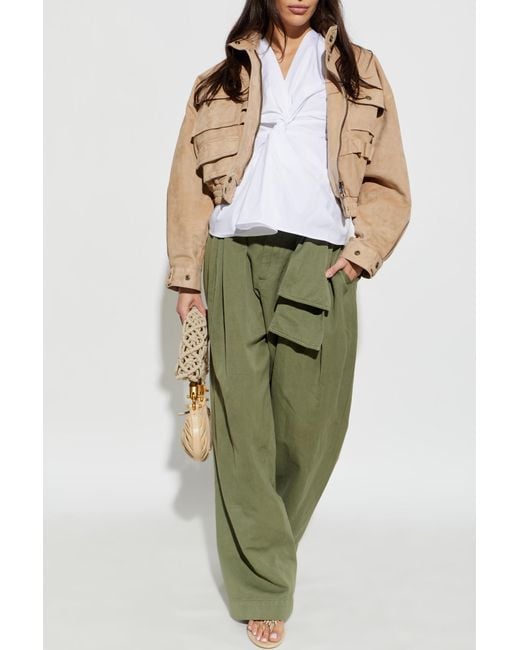 Balmain Natural Suede Jacket With Pockets