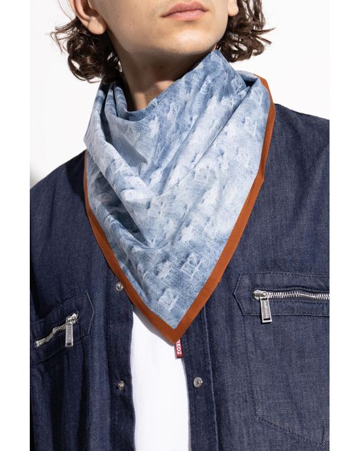 DSquared² Blue Monogram Scarf for men