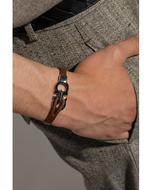 Ferragamo Brown Gancini Bracelet (18Cm) for men