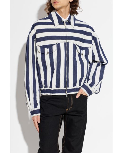 Versace Blue Jacket With Stripe Pattern for men