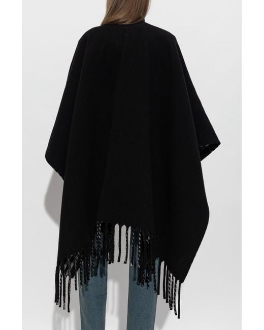 Burberry Black Wool Poncho 'Tbar'