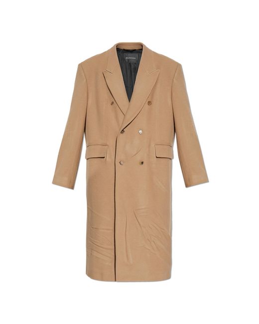 Balenciaga Natural Long Wool Coat for men