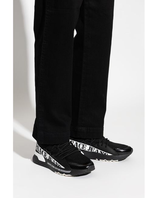 Versace Jeans Couture Black Sports Shoes With Printed Logo for men