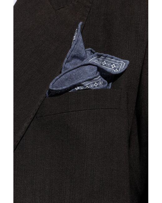 Eleventy Blue Patterned Pocket Square for men