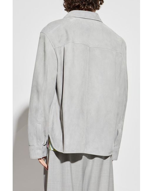 Loewe Gray Leather Jacket for men