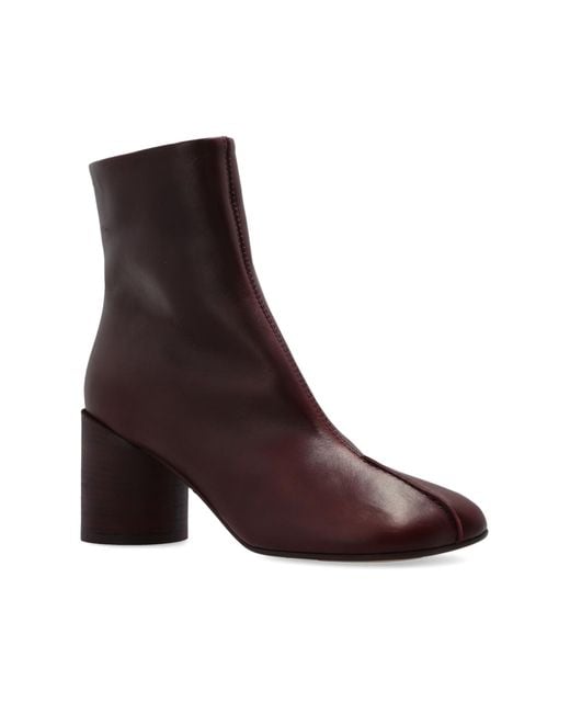 MM6 by Maison Martin Margiela Brown Leather Ankle Boots With Heels