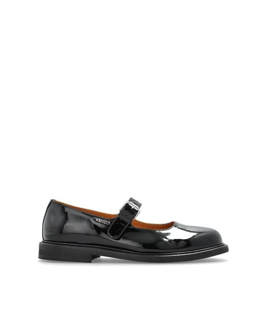 KENZO Black Leather Ballet Flats