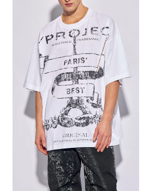 Y. Project White Printed T-shirt, for men