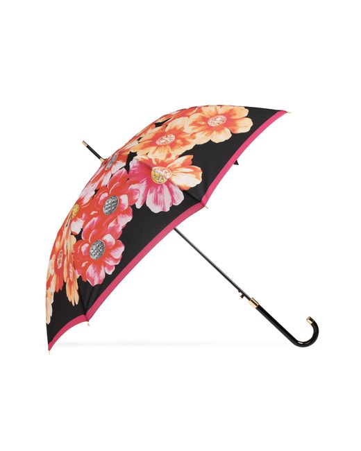 Moschino Red Parasol With Floral Motif