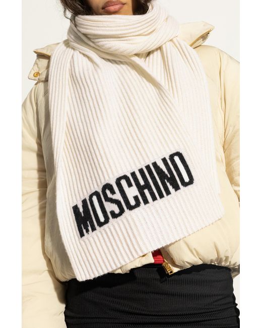 Moschino White Scarf With Logo