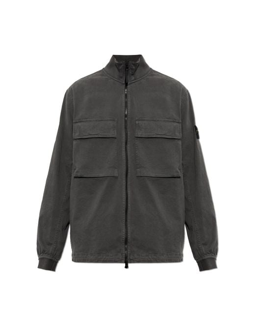 Stone Island Gray Jacket With Stand-Up Collar for men