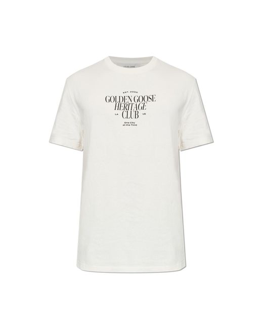 Golden Goose Deluxe Brand White T-Shirt With Logo for men