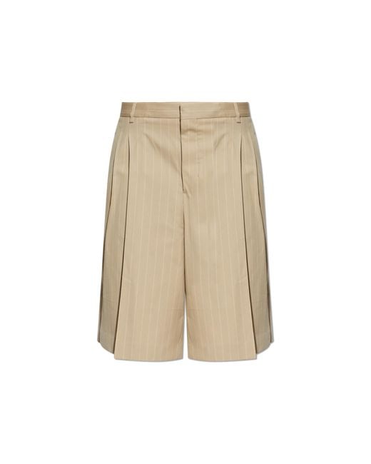 AMI Natural Wool Pinstripe Shorts for men