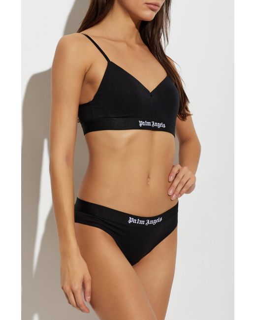 Palm Angels Black Logo Bra